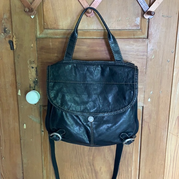 Fossil Handbags - Fossil black canvas & leather messenger bag